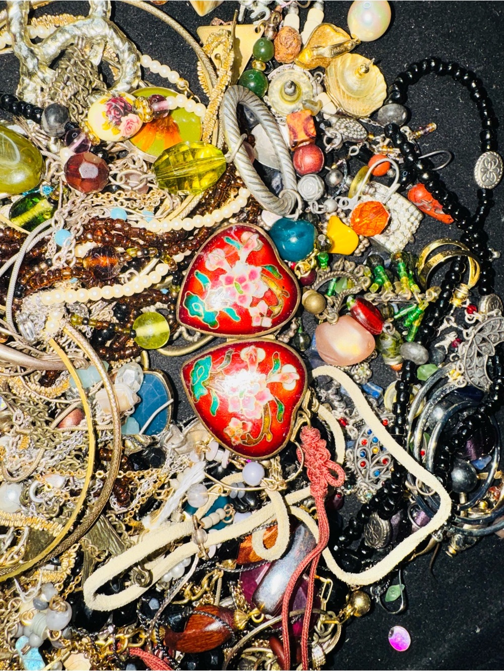 Vintage 70s 80s mixed broken tangle MOD jewelry lot over 3 pound approximately